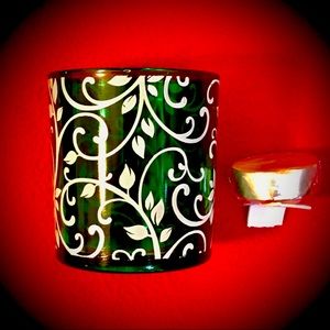 Votive or Tealight Holder with White Foral Pattern